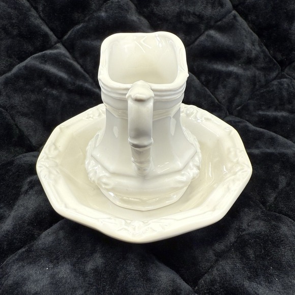 Mini Vintage Red Cliff Ironstone Wash Face Hand Pitcher Basin Ceramic White‎ 4" - Picture 2 of 10